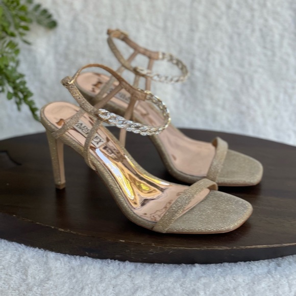 Badgley Mischka Crystal embellished heel ankle strap sandal size 8 - Picture 9 of 10